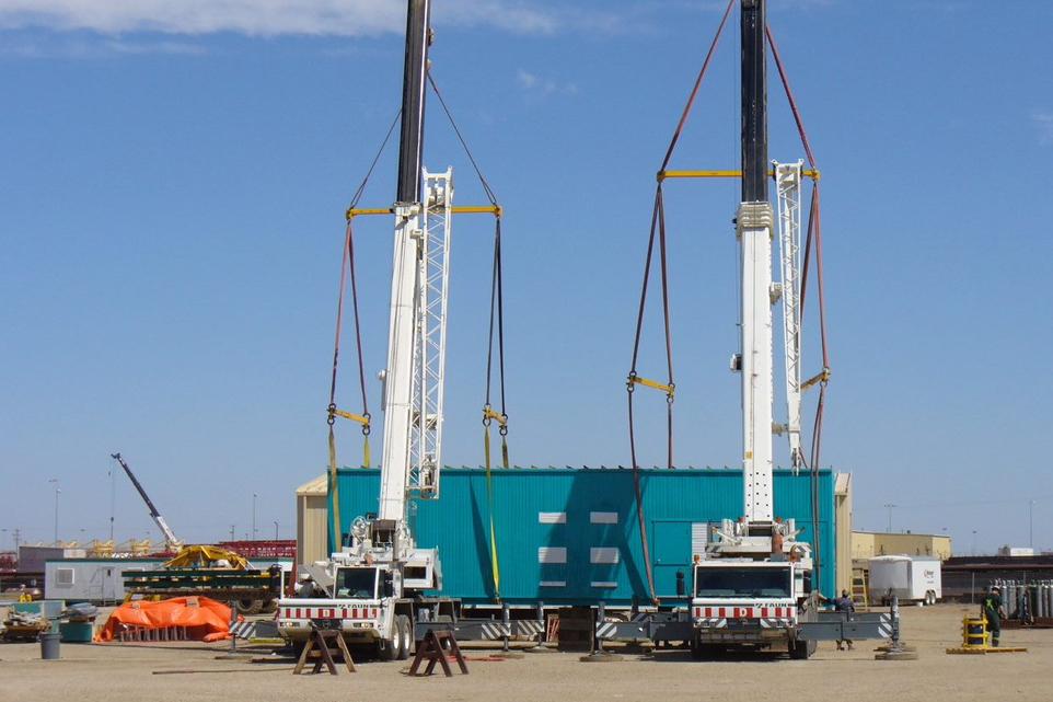 Modular e-house craned into place