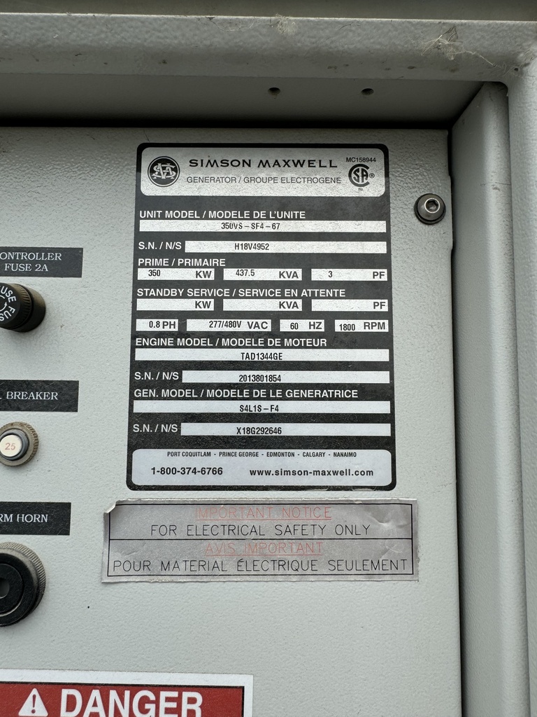 Used 230KW Enclosed Diesel Generac Generator | Standby 347/600V